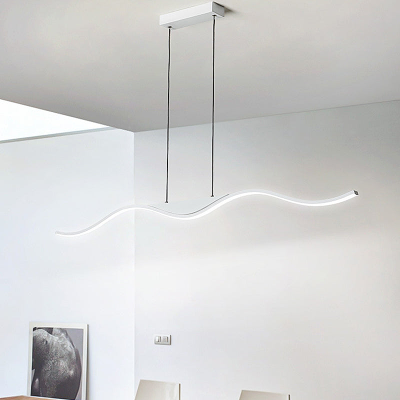 Single White Modernism Kitchen Island Lighting Unique Metallic Ceiling Light