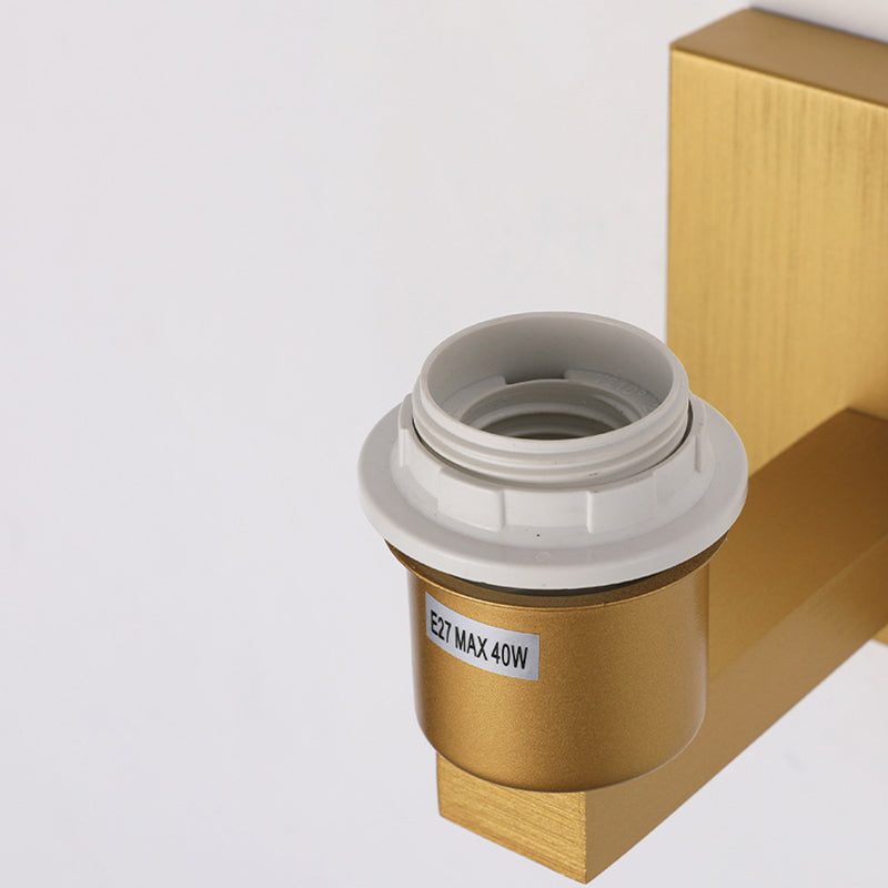 Modern Metal Wall Sconce Rectangle Shape Wall Light with Fabric Shade for Living Room