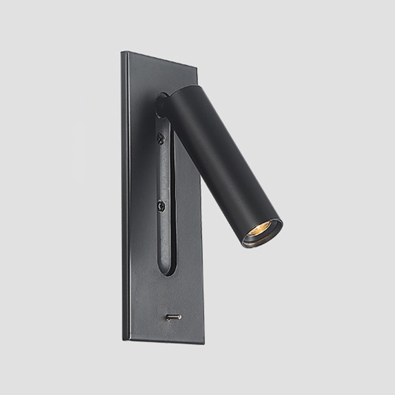 LED Modern Metal Wall Sconce Cylinder Shape Wall Light with Glass Shade for Living Room