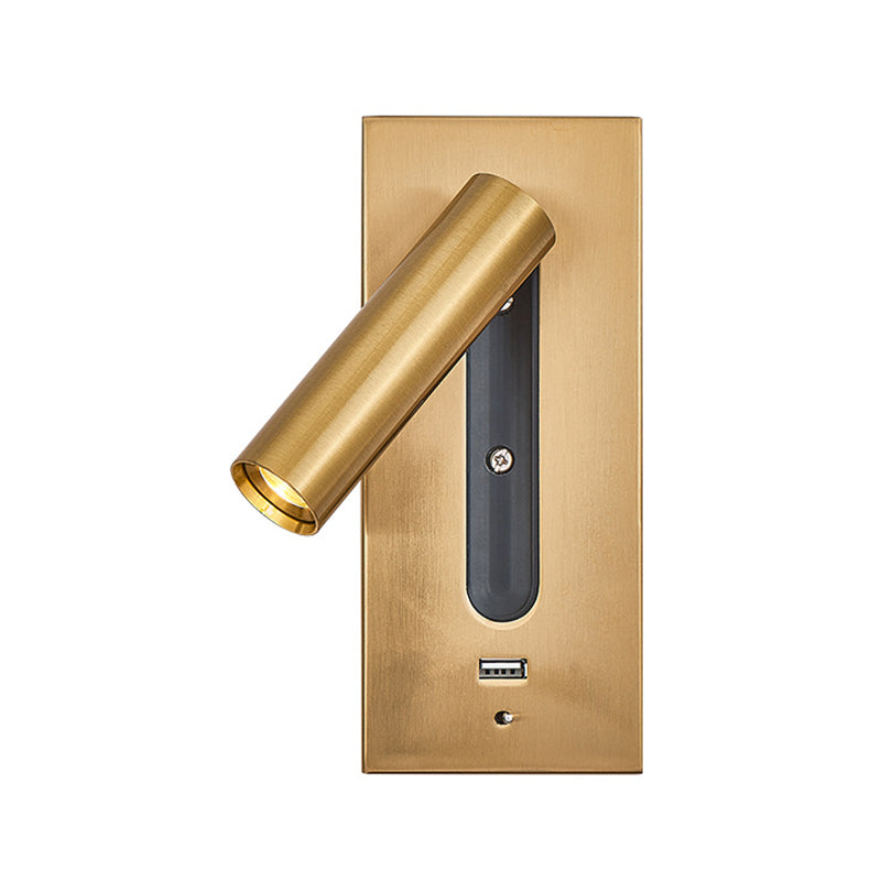 LED Modern Metal Wall Sconce Cylinder Shape Wall Light with Glass Shade for Living Room