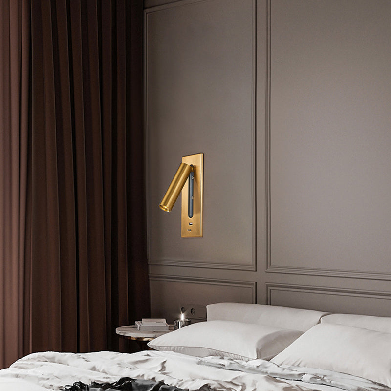 LED Modern Metal Wall Sconce Cylinder Shape Wall Light with Glass Shade for Living Room