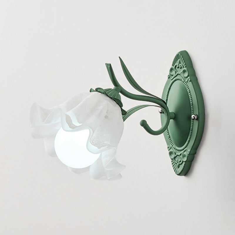 Modern Wall Light Fixture Green Wall Light Sconce with Glass Shade for Bedroom