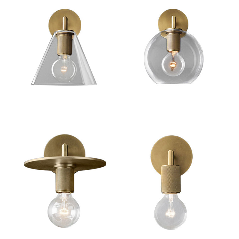 Minimalist Wall Light Fixture Modern Wall Light Sconce with Glass Shade for Bedroom