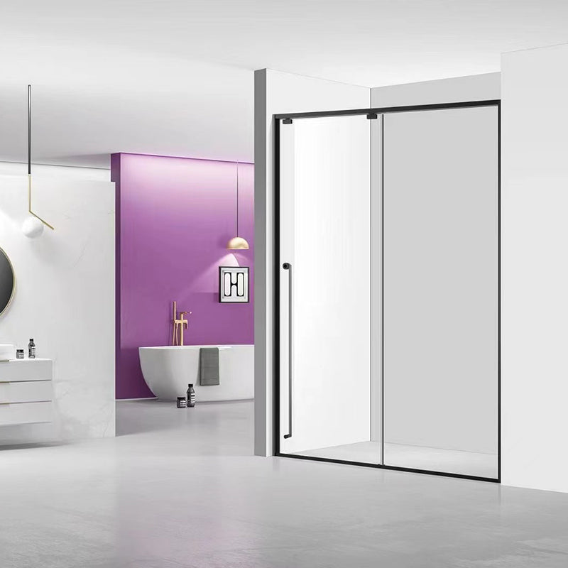 Single Sliding Gray Semi Frameless Shower Door Clear Shower Bath Door