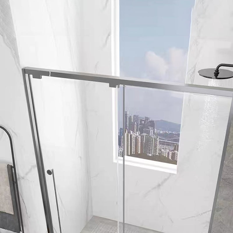 Single Sliding Gray Semi Frameless Shower Door Clear Shower Bath Door