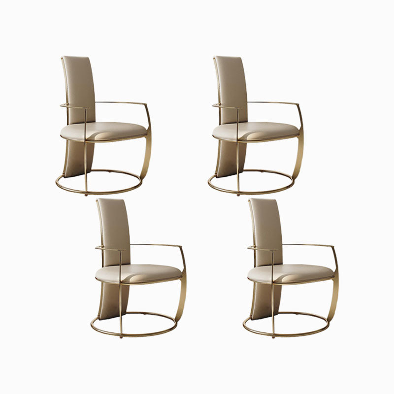 Upholstered Arm Chair Glam Style Metal Dining Chairs for Dining Room