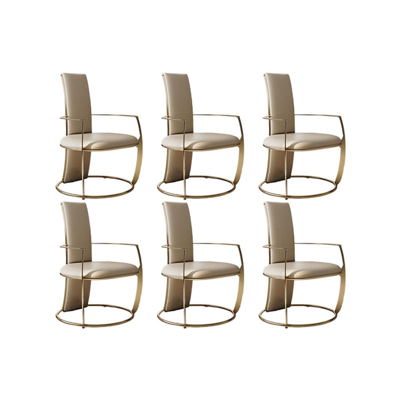 Upholstered Arm Chair Glam Style Metal Dining Chairs for Dining Room