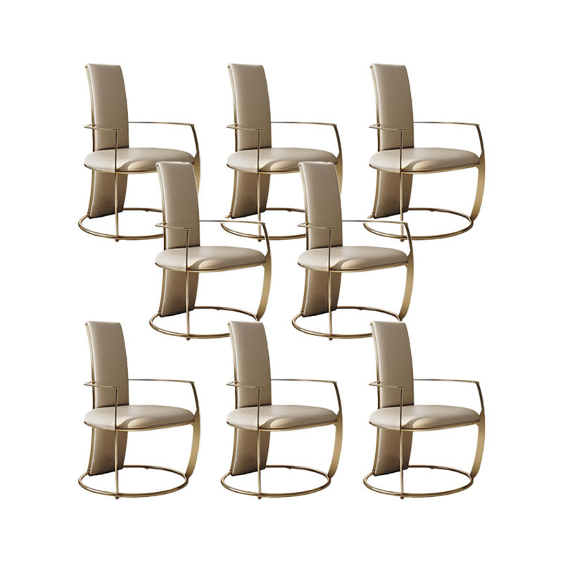 Upholstered Arm Chair Glam Style Metal Dining Chairs for Dining Room
