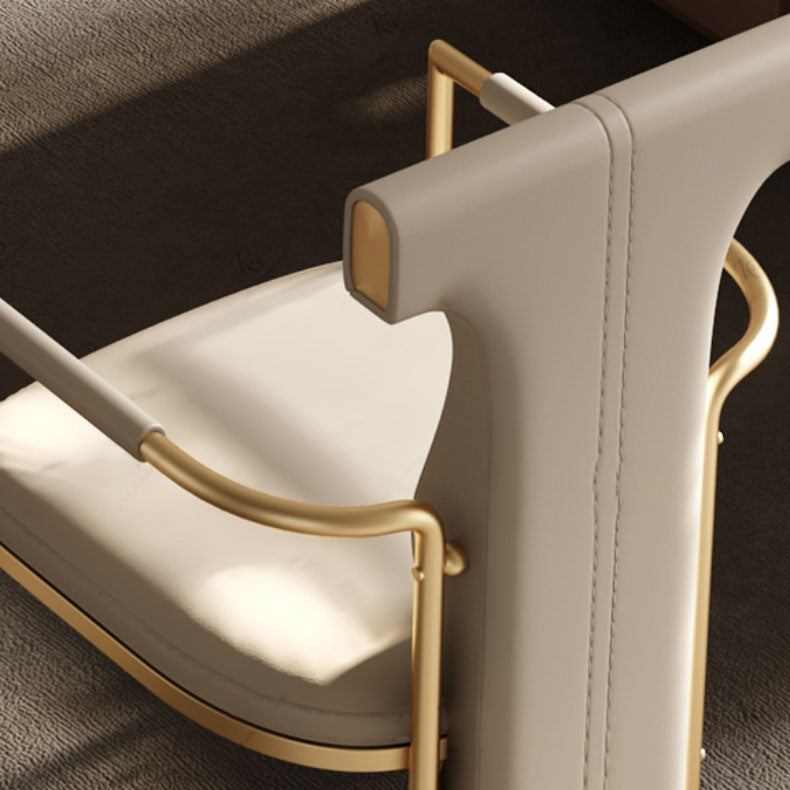 Upholstered Arm Chair Glam Style Metal Dining Chairs for Dining Room