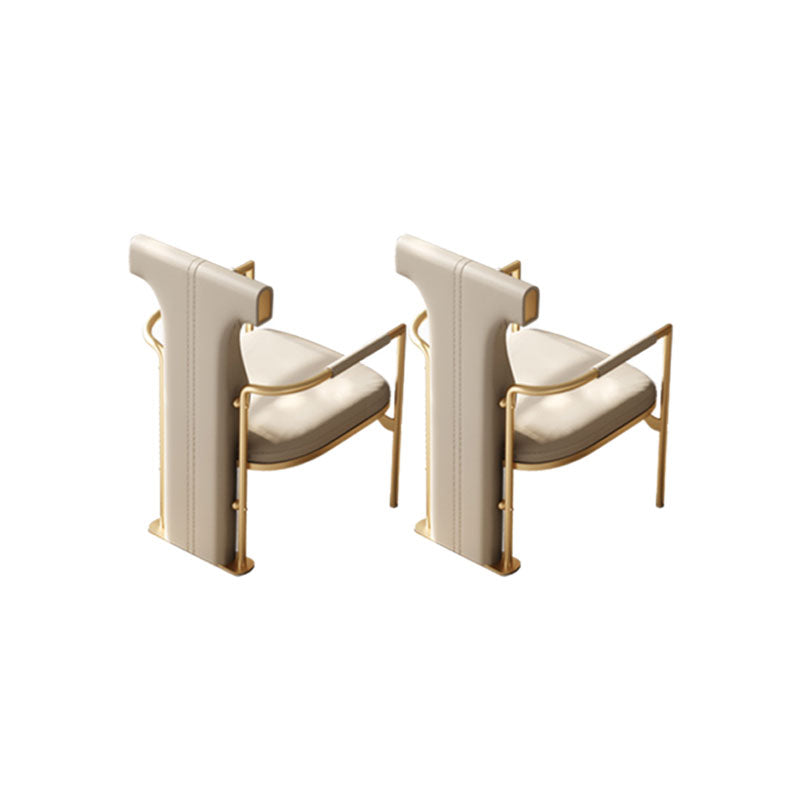 Upholstered Arm Chair Glam Style Metal Dining Chairs for Dining Room