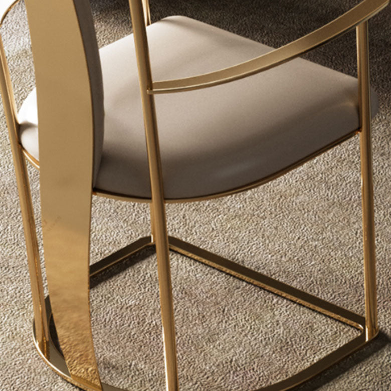 Upholstered Arm Chair Glam Style Metal Dining Chairs for Dining Room