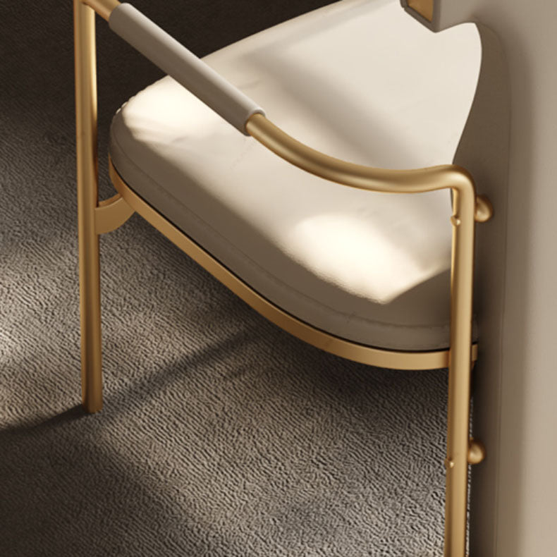 Upholstered Arm Chair Glam Style Metal Dining Chairs for Dining Room