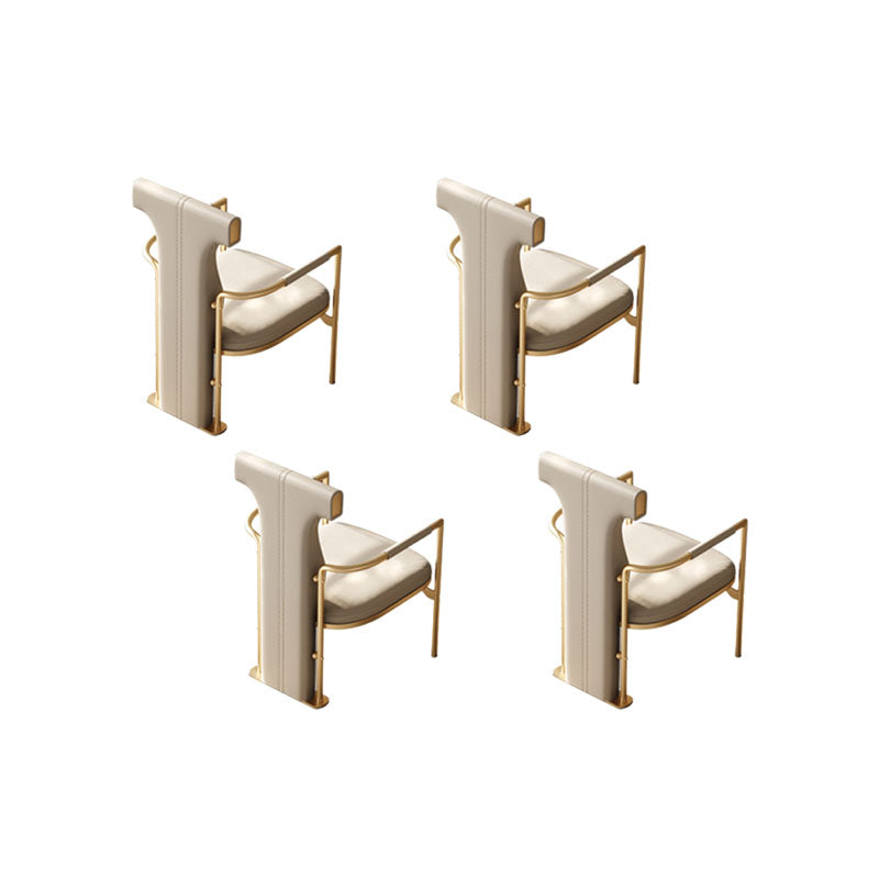 Upholstered Arm Chair Glam Style Metal Dining Chairs for Dining Room