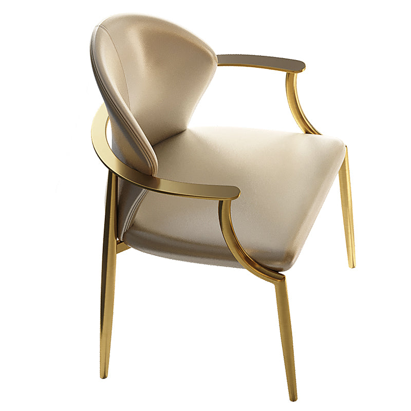 Upholstered Arm Chair Glam Style Metal Dining Chairs for Dining Room