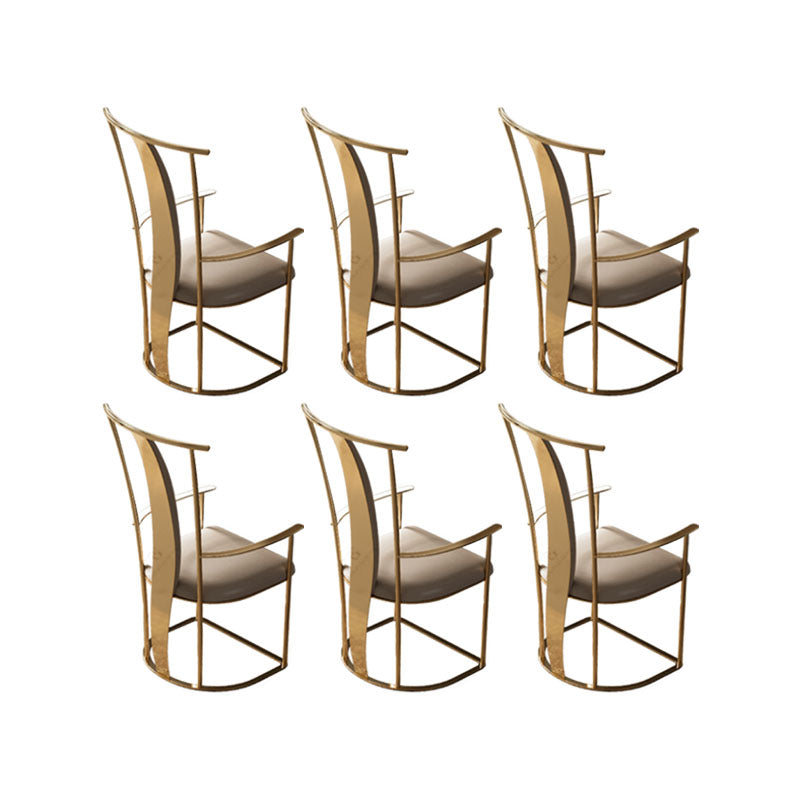 Upholstered Arm Chair Glam Style Metal Dining Chairs for Dining Room