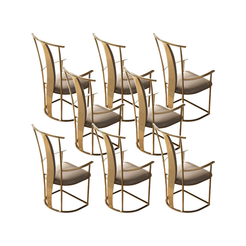 Upholstered Arm Chair Glam Style Metal Dining Chairs for Dining Room