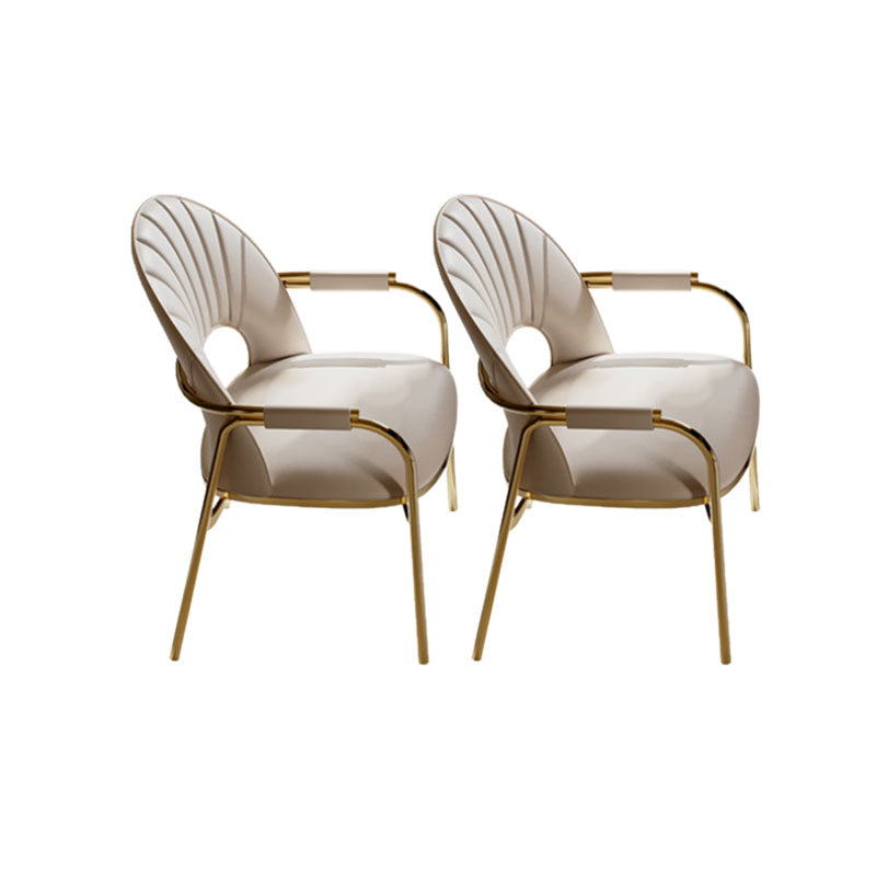 Upholstered Arm Chair Glam Style Metal Dining Chairs for Dining Room