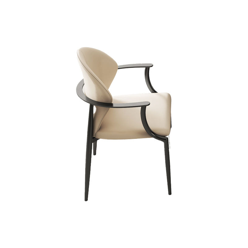 Upholstered Arm Chair Glam Style Metal Dining Chairs for Dining Room