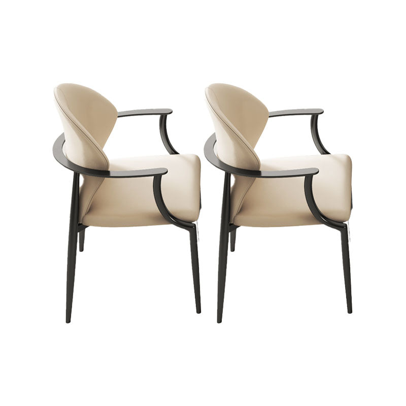 Upholstered Arm Chair Glam Style Metal Dining Chairs for Dining Room