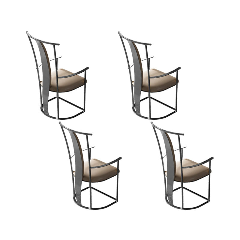 Upholstered Arm Chair Glam Style Metal Dining Chairs for Dining Room