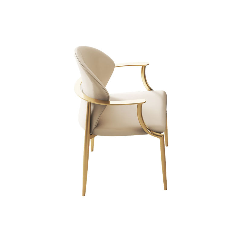 Upholstered Arm Chair Glam Style Metal Dining Chairs for Dining Room