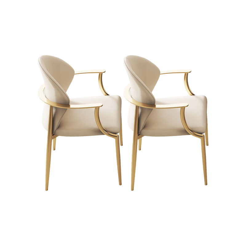 Upholstered Arm Chair Glam Style Metal Dining Chairs for Dining Room
