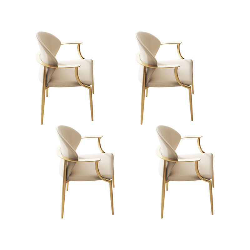 Upholstered Arm Chair Glam Style Metal Dining Chairs for Dining Room
