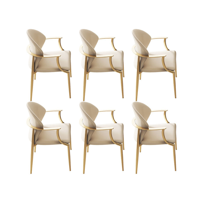 Upholstered Arm Chair Glam Style Metal Dining Chairs for Dining Room