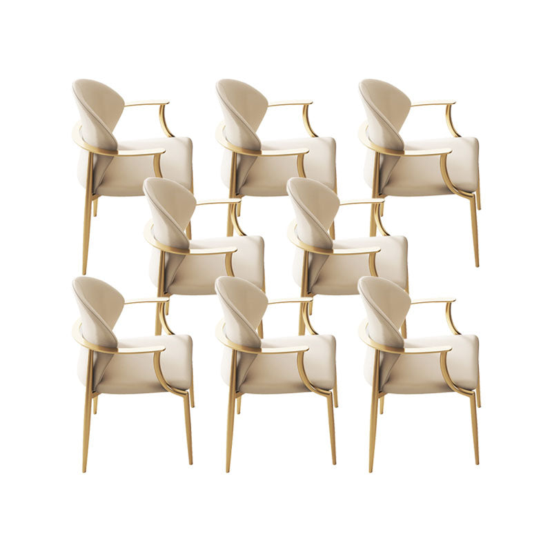 Upholstered Arm Chair Glam Style Metal Dining Chairs for Dining Room