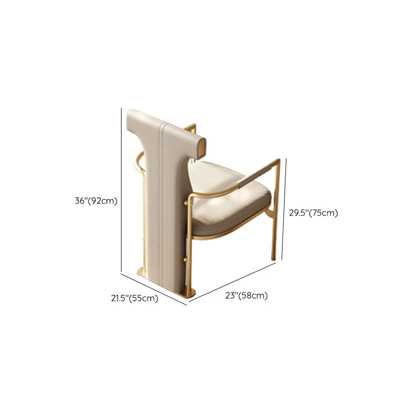 Upholstered Arm Chair Glam Style Metal Dining Chairs for Dining Room