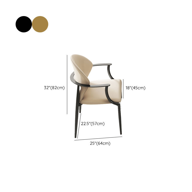 Upholstered Arm Chair Glam Style Metal Dining Chairs for Dining Room