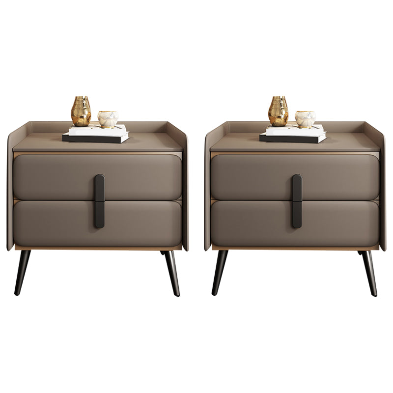 Contemporary Accent Table Nightstand Faux Leather Bed Nightstand