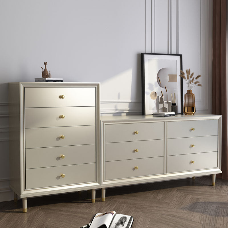 Contemporary Horizontal Double Dresser Cherry Wood Storage Dresser for Bedroom
