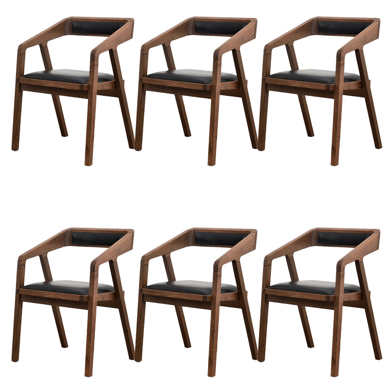 Contemporary Upholstered Arm Chair Home Walnut Wood Dining Chair