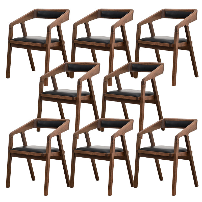 Contemporary Upholstered Arm Chair Home Walnut Wood Dining Chair