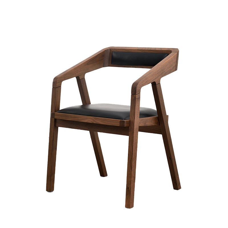 Contemporary Upholstered Arm Chair Home Walnut Wood Dining Chair