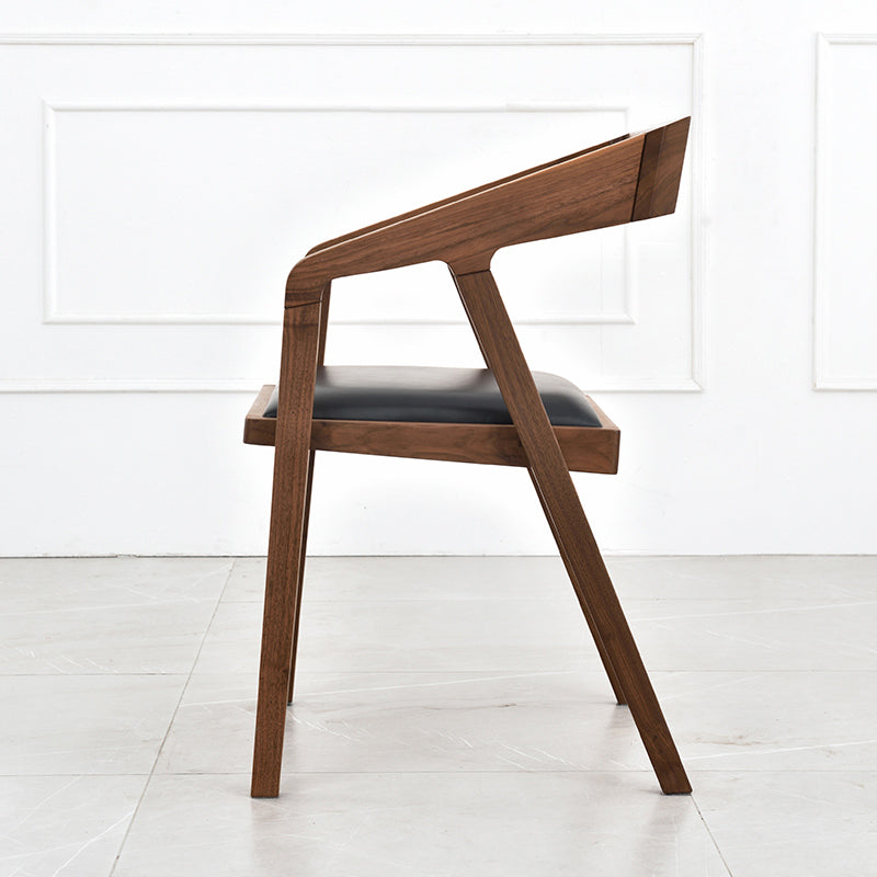 Contemporary Upholstered Arm Chair Home Walnut Wood Dining Chair