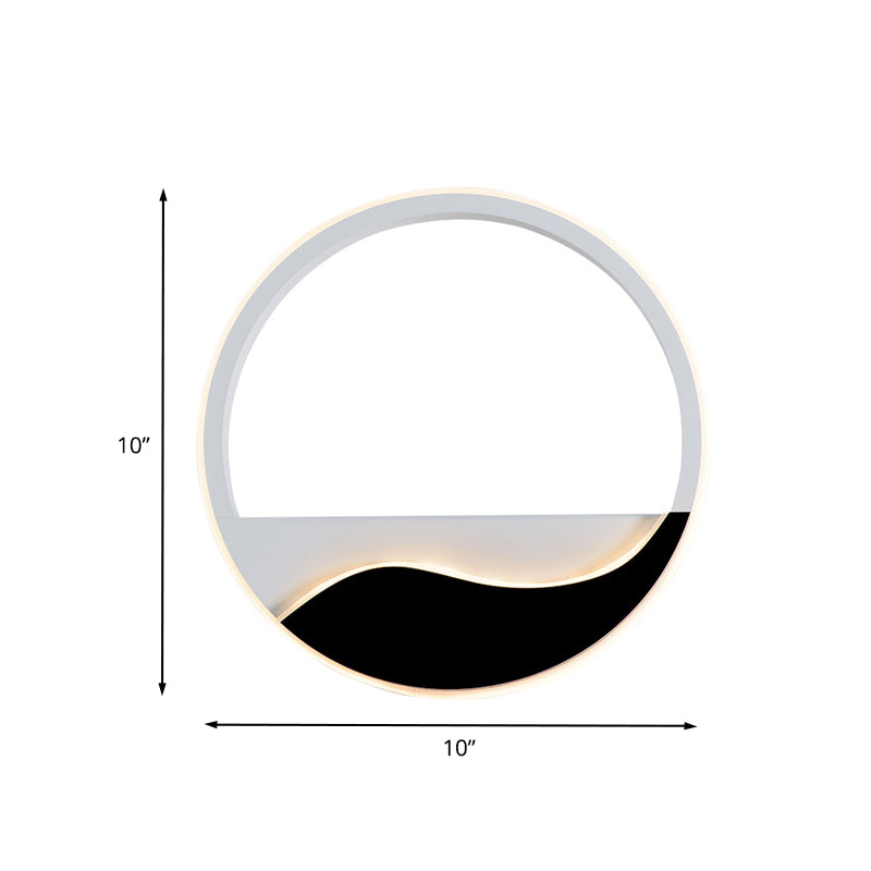 Acrylic Ring Sconce Light Fixture Minimalist White and Black LED Wall Mounted Lamp in White/Warm Light