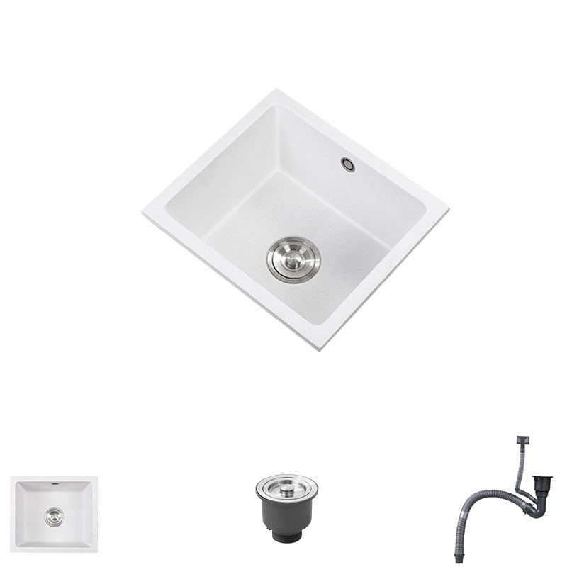 Quartz Kitchen Sink Drop-In Kitchen Sink with Basket Strainer