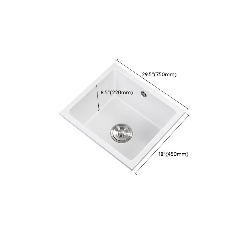 Quartz Kitchen Sink Drop-In Kitchen Sink with Basket Strainer