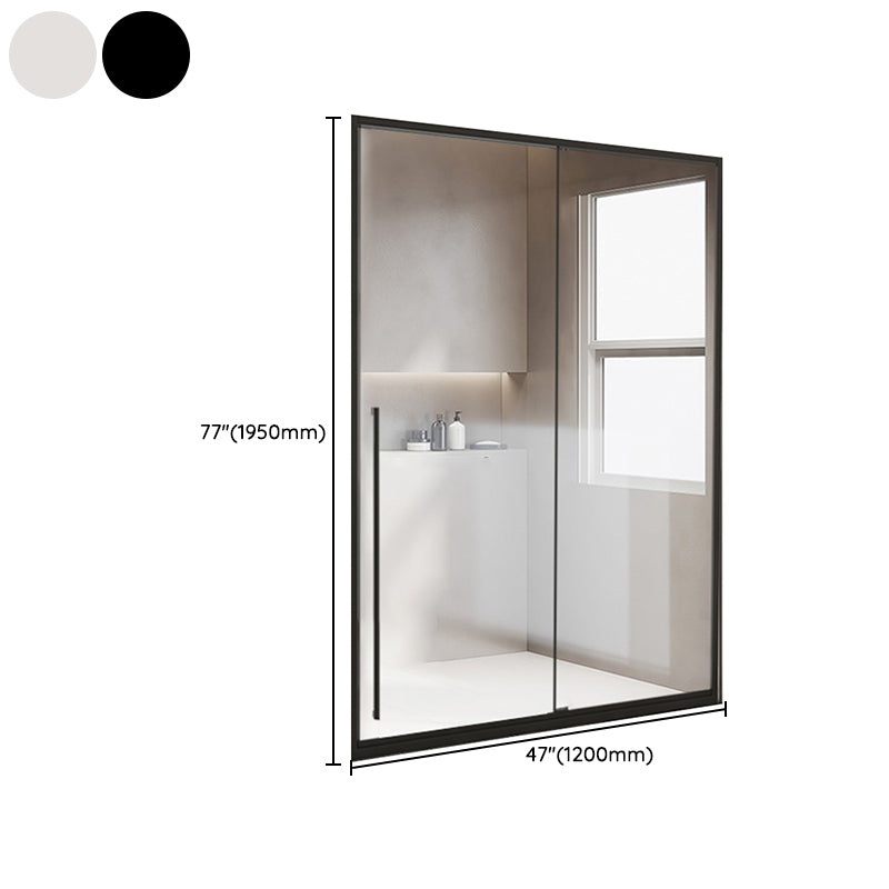 Framed Single Sliding Shower Door Transparent Tempered Shower Bath Door