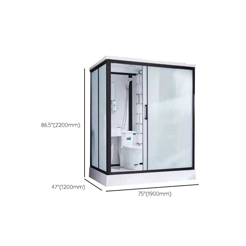 Framed Frosted Shower Kit Rectangle Matt Black Shower Stall with Base Included