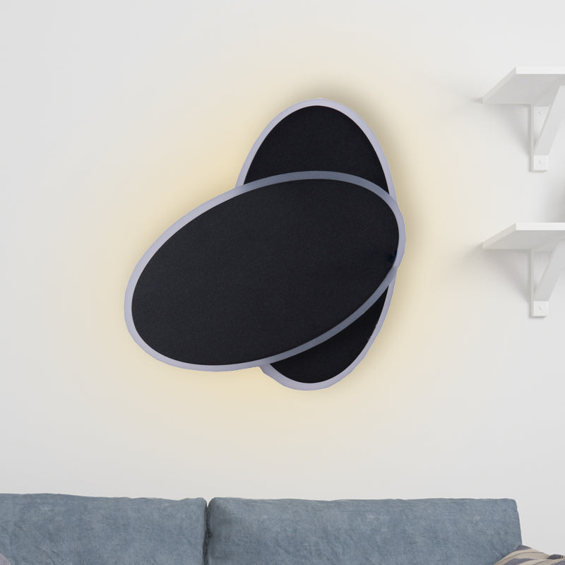 Application LED moderne clair blanc / noir Double luminaire de lampe murale ovale avec une nuance acrylique en lumière chaude / blanche