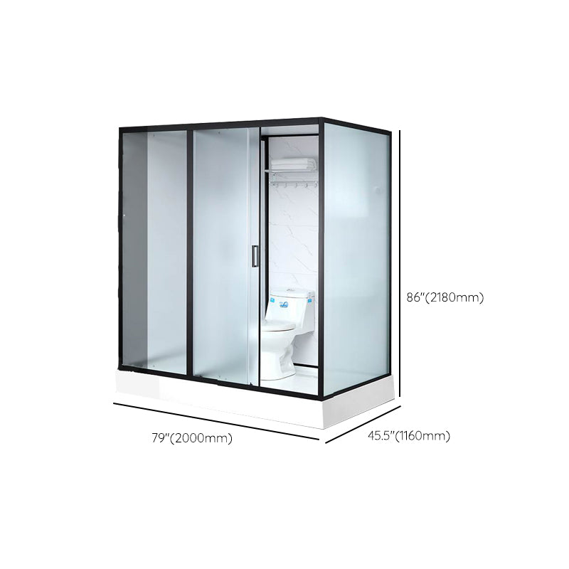 Single Sliding Rectangle Shower Kit White Frosted Shower Stall with Shower Tray