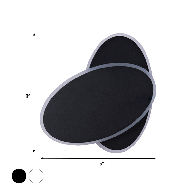 Application LED moderne clair blanc / noir Double luminaire de lampe murale ovale avec une nuance acrylique en lumière chaude / blanche