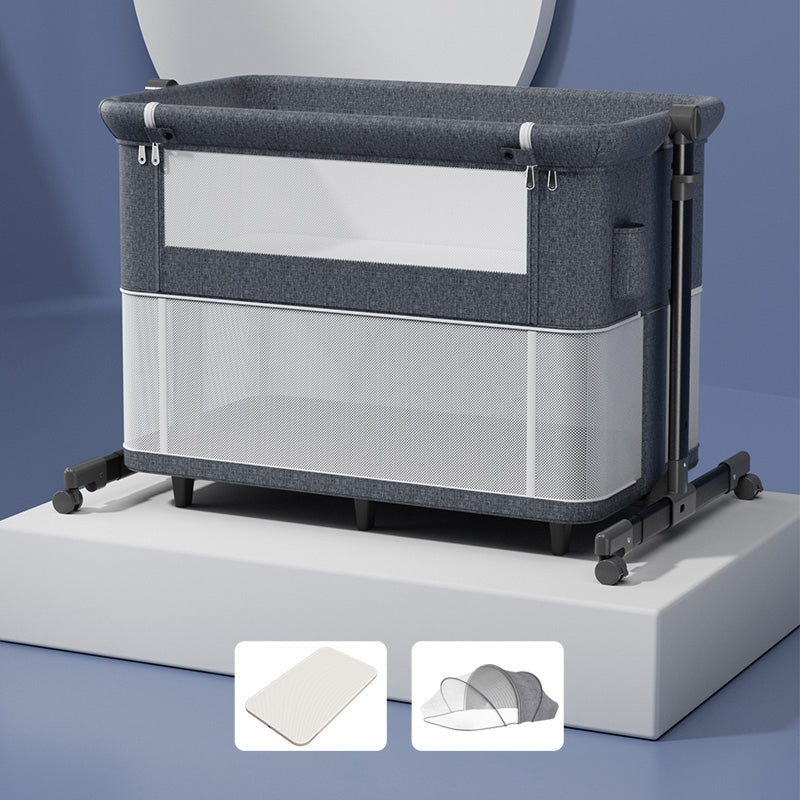 Modern Convertible Bedside Bassinet Fabric Portable Cradle with Storage