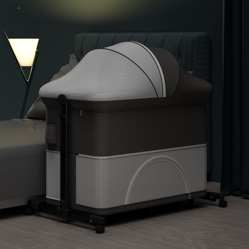 Modern Convertible Bedside Bassinet Fabric Portable Cradle with Storage