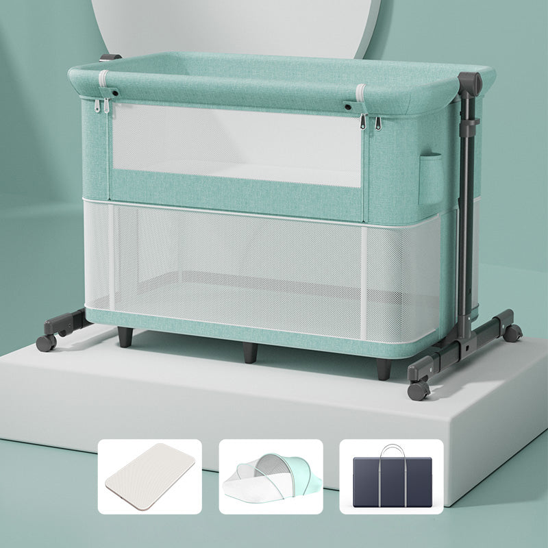 Modern Convertible Bedside Bassinet Fabric Portable Cradle with Storage