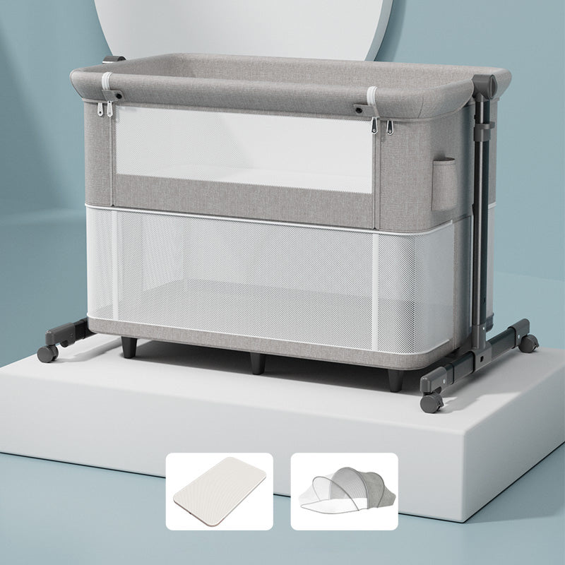Modern Convertible Bedside Bassinet Fabric Portable Cradle with Storage