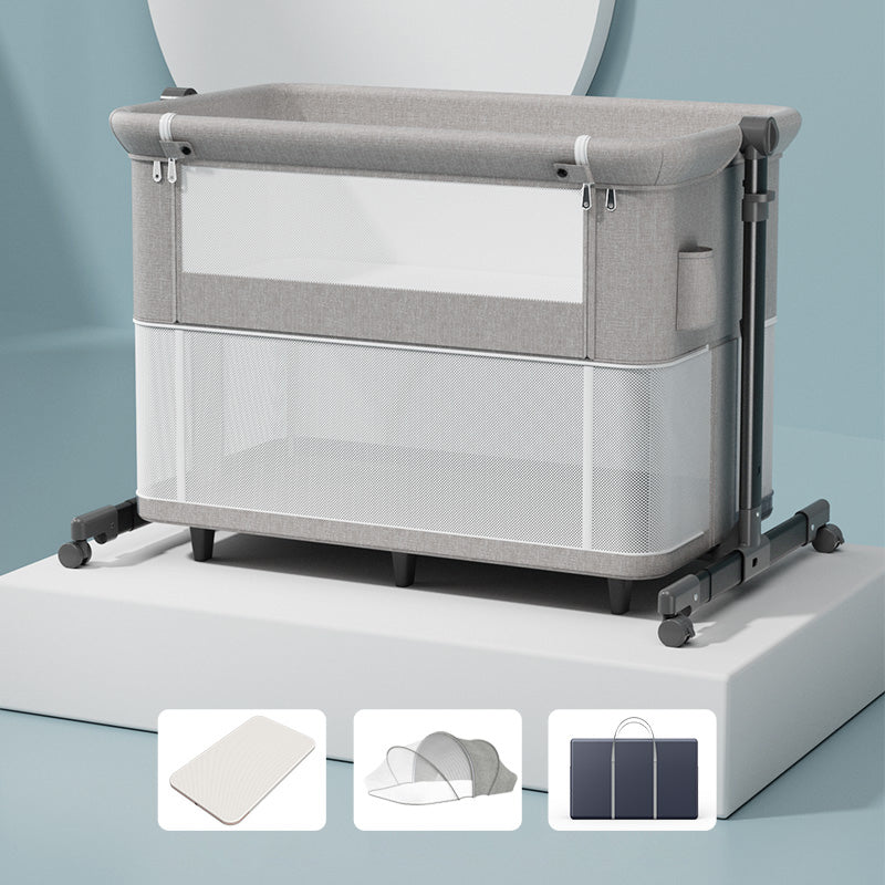 Modern Convertible Bedside Bassinet Fabric Portable Cradle with Storage